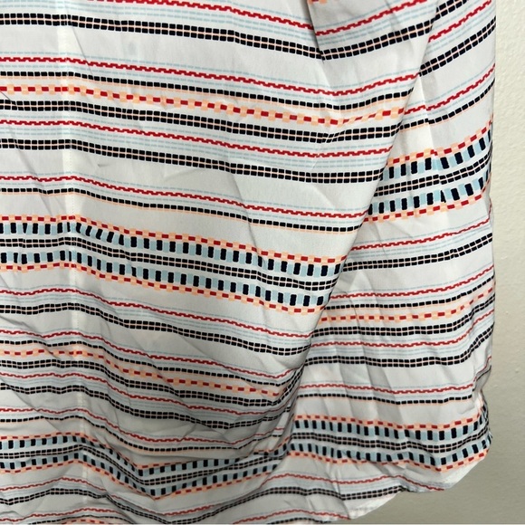 Athleta Coastal Dunes Multicolor Geometric Print Split Neck Tassel Tie Back Top - Picture 7 of 12